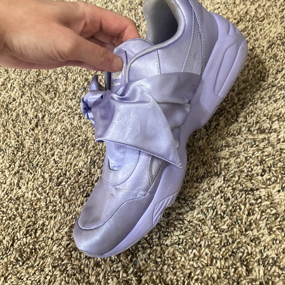 Fenty Puma Lavender Satin Bow Sneakers - Picture 6 of 8